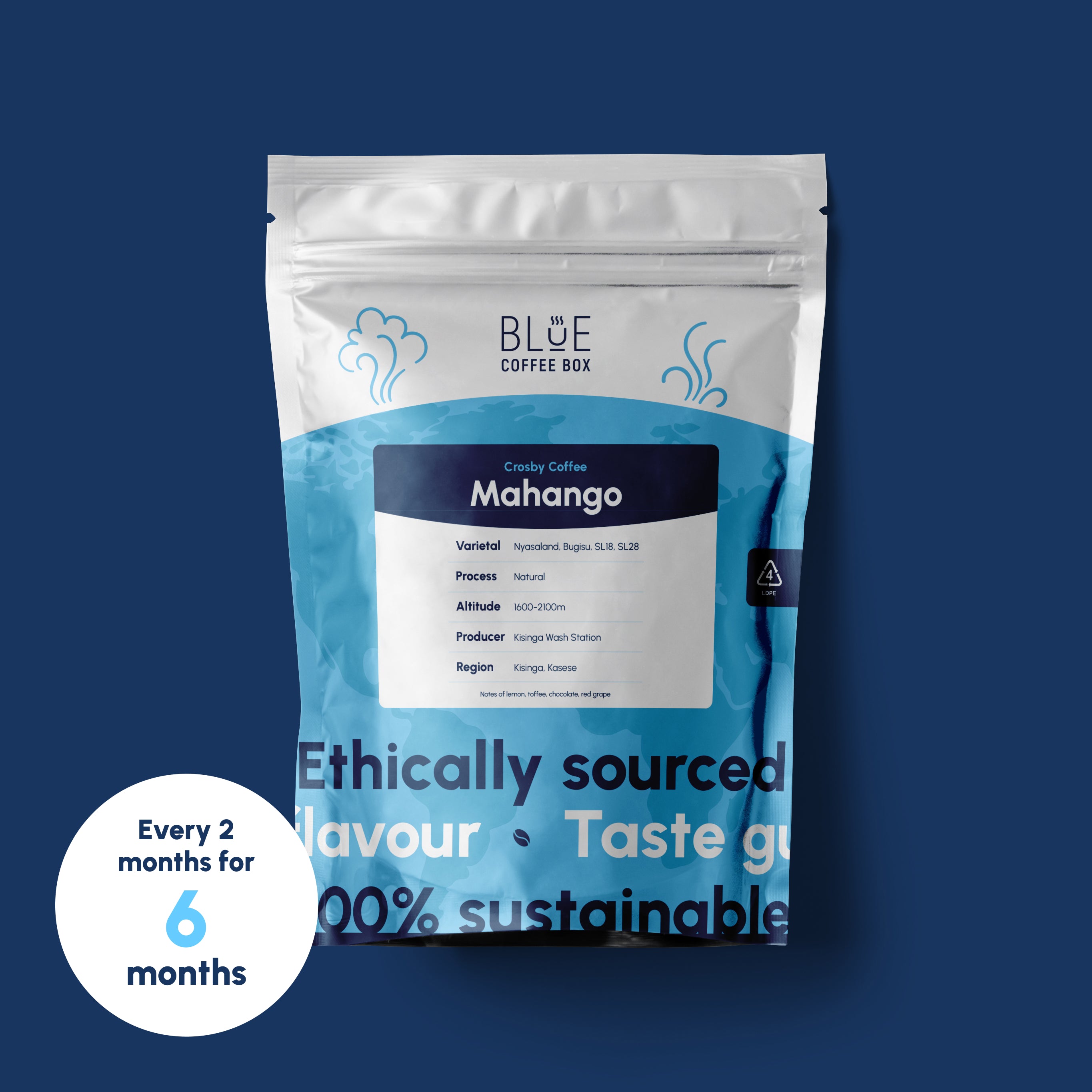 Blue Coffee Subscription - 6 Months, Prepaid, Delivery Every 2 Months