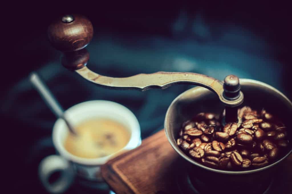 drinking black coffee