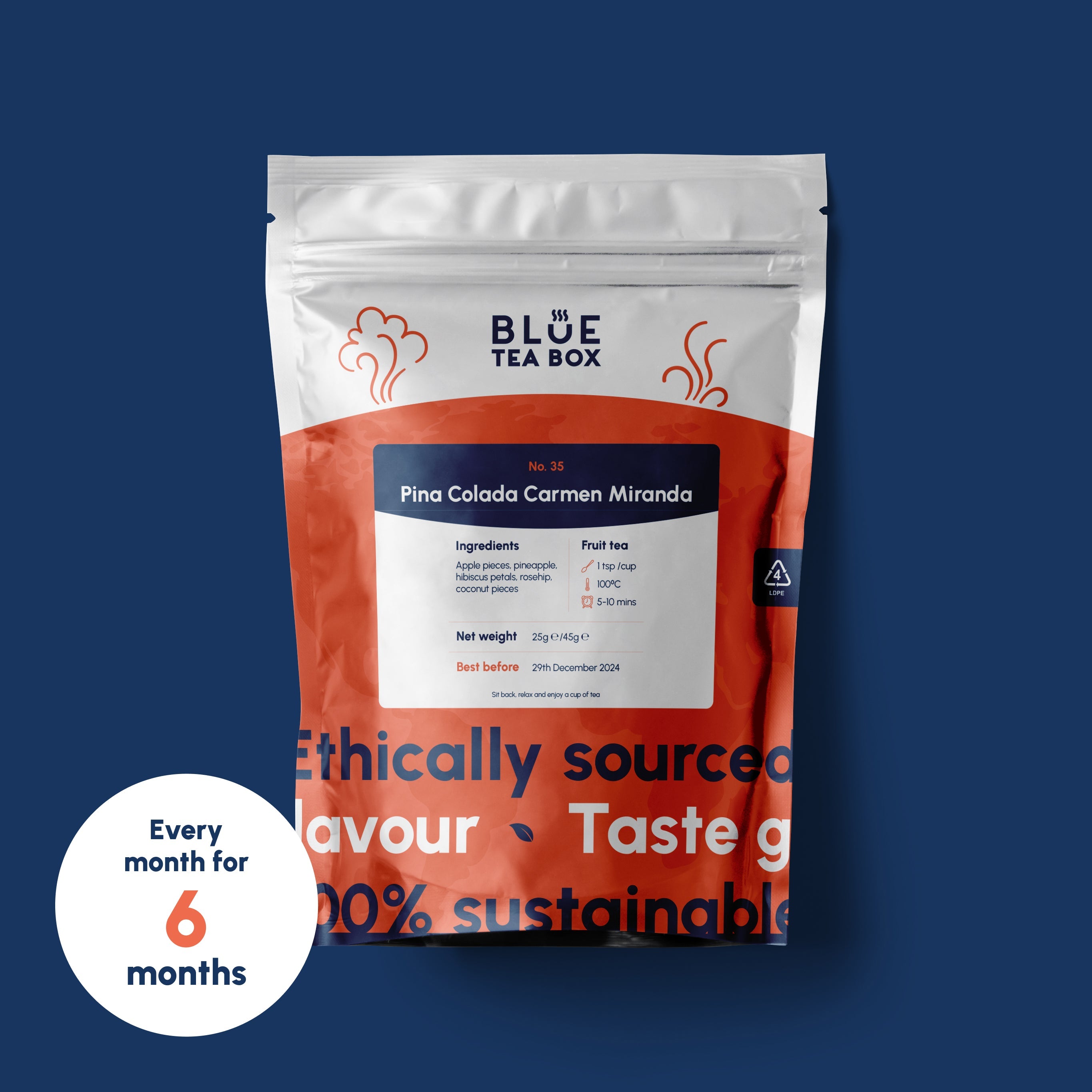 Blue Tea Subscription - 6 Months, Prepaid with Renewal, Delivery Every 1 Month